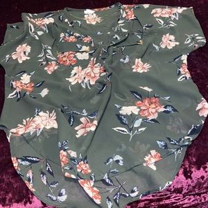 Live 4 Truth Green Pink Floral Sheer Top Size 2X